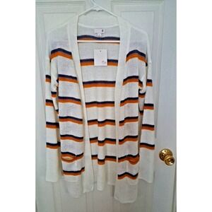Kohl's SO Lightweight Striped Open Front Long-Length Cardigan Sweater NWT Med.
